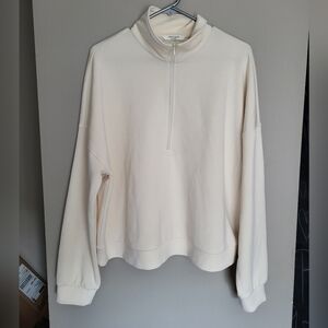 Cable & Gauge Cream Half-Zip Sweatshirt, Size XL